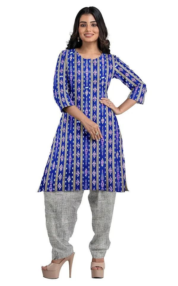 Multicolor_Pure_Cotton_Sambalpuri_Handloom_Dress_Material_With_Dupatta_Bottom_Wear_3_Piece_Set