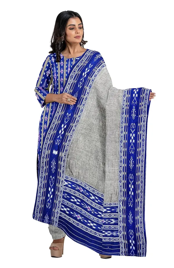 Multicolor_Pure_Cotton_Sambalpuri_Handloom_Dress_Material_With_Dupatta_Bottom_Wear_3_Piece_Set