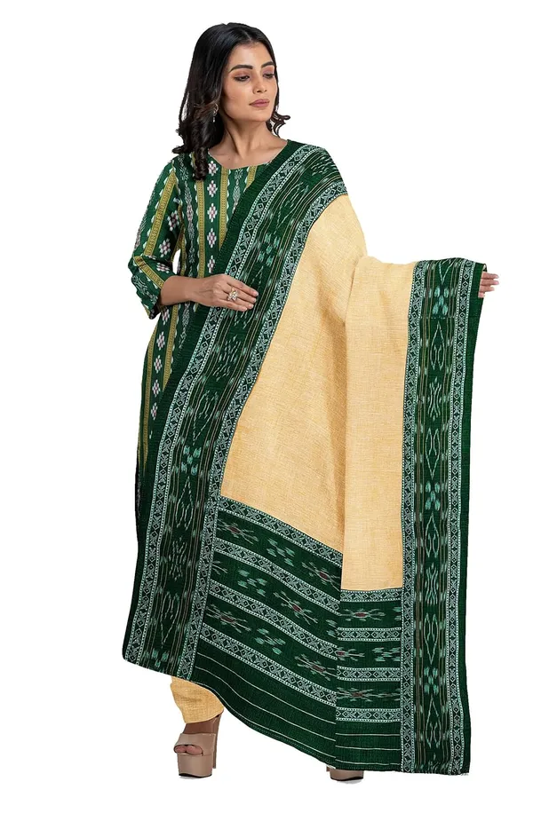 Multicolor_Pure_Cotton_Sambalpuri_Handloom_Dress_Material_With_Dupatta_Bottom_Wear_3_Piece_Set