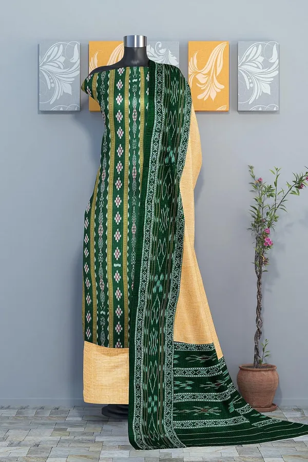 Multicolor_Pure_Cotton_Sambalpuri_Handloom_Dress_Material_With_Dupatta_Bottom_Wear_3_Piece_Set