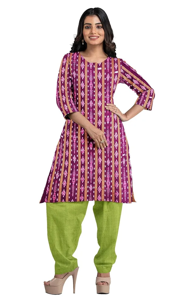 Multicolor_Pure_Cotton_Sambalpuri_Handloom_Dress_Material_With_Dupatta_Bottom_Wear_3_Piece_Set