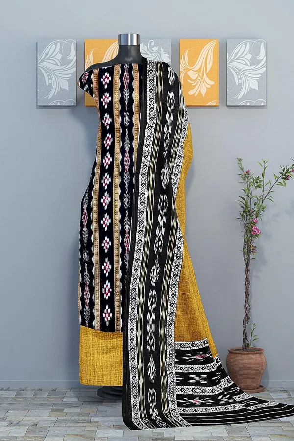 Multicolor_Pure_Cotton_Sambalpuri_Handloom_Dress_Material_With_Dupatta_Bottom_Wear_3_Piece_Set