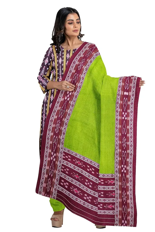 Multicolor_Pure_Cotton_Sambalpuri_Handloom_Dress_Material_With_Dupatta_Bottom_Wear_3_Piece_Set