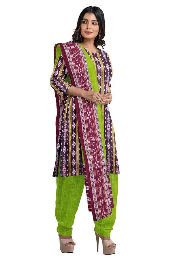 Multicolor_Pure_Cotton_Sambalpuri_Handloom_Dress_Material_With_Dupatta_Bottom_Wear_3_Piece_Set