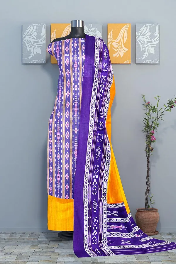 Multicolor_Pure_Cotton_Sambalpuri_Handloom_Dress_Material_With_Dupatta_Bottom_Wear_3_Piece_Set