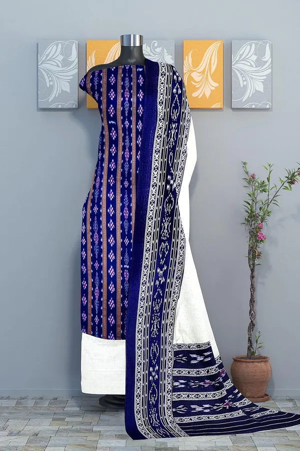 Multicolor_Pure_Cotton_Sambalpuri_Handloom_Dress_Material_With_Dupatta_Bottom_Wear_3_Piece_Set