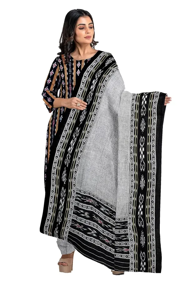 Multicolor_Pure_Cotton_Sambalpuri_Handloom_Dress_Material_With_Dupatta_Bottom_Wear_3_Piece_Set