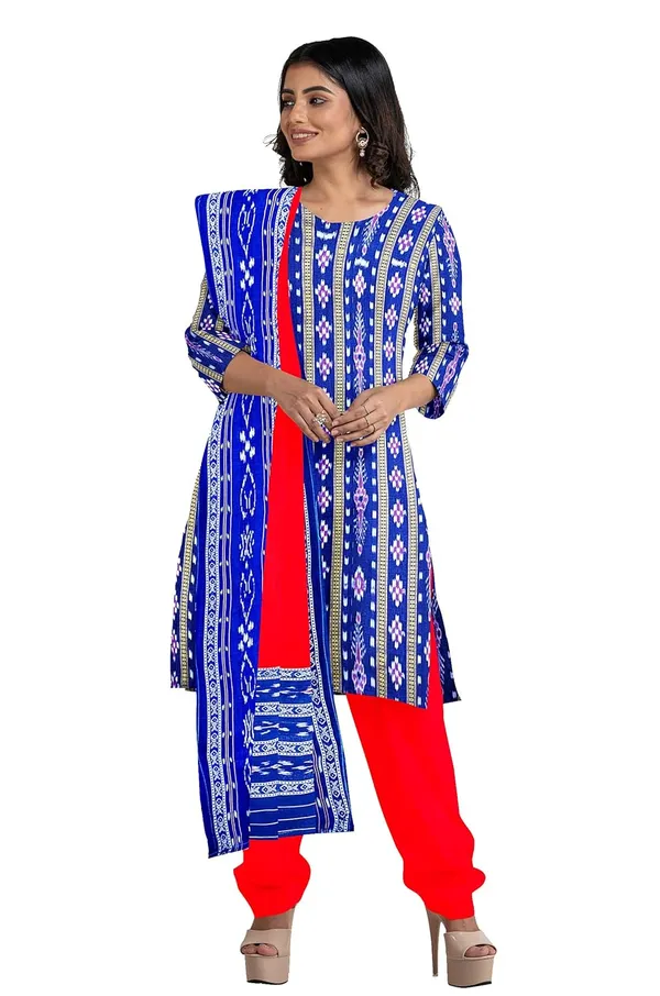 Multicolor_Pure_Cotton_Sambalpuri_Handloom_Dress_Material_With_Dupatta_Bottom_Wear_3_Piece_Set