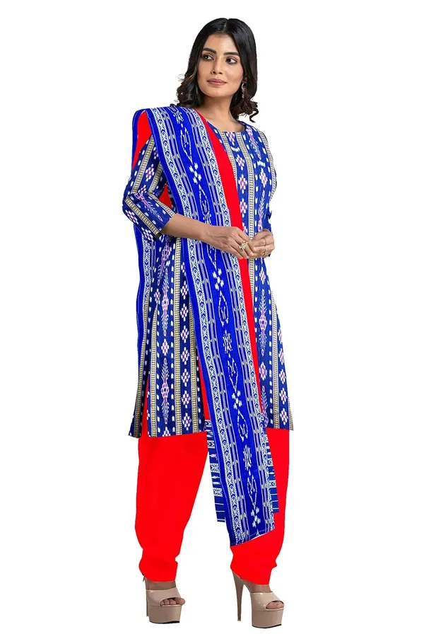 Multicolor_Pure_Cotton_Sambalpuri_Handloom_Dress_Material_With_Dupatta_Bottom_Wear_3_Piece_Set
