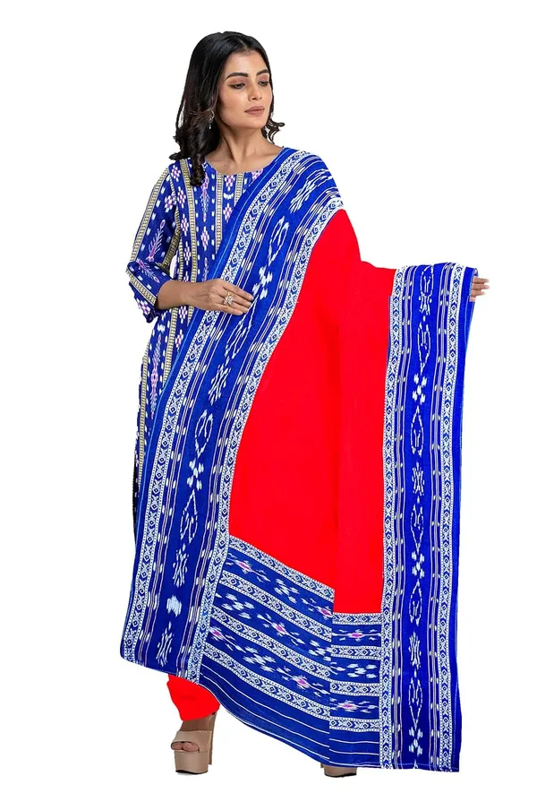 Multicolor_Pure_Cotton_Sambalpuri_Handloom_Dress_Material_With_Dupatta_Bottom_Wear_3_Piece_Set