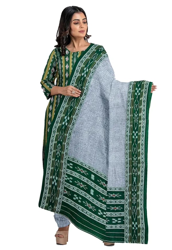 Multicolor_Pure_Cotton_Sambalpuri_Handloom_Dress_Material_With_Dupatta_Bottom_Wear_3_Piece_Set