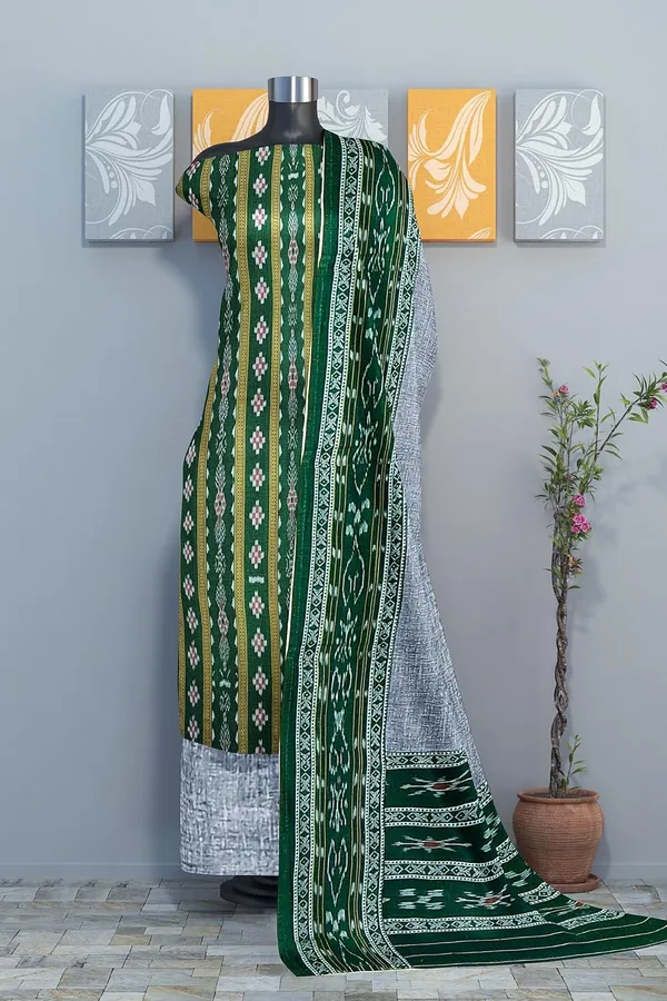 Multicolor_Pure_Cotton_Sambalpuri_Handloom_Dress_Material_With_Dupatta_Bottom_Wear_3_Piece_Set