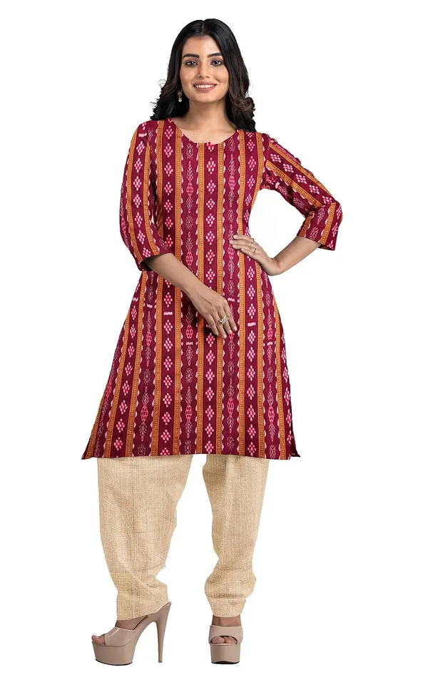 Multicolor_Pure_Cotton_Sambalpuri_Handloom_Dress_Material_With_Dupatta_Bottom_Wear_3_Piece_Set