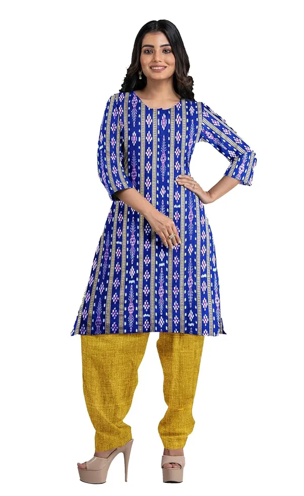 Multicolor_Pure_Cotton_Sambalpuri_Handloom_Dress_Material_With_Dupatta_Bottom_Wear_3_Piece_Set