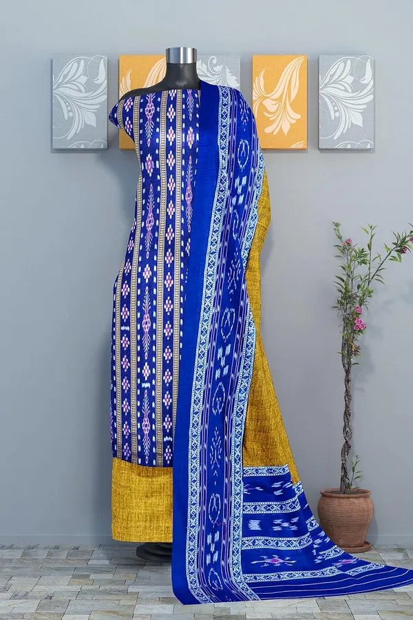 Multicolor_Pure_Cotton_Sambalpuri_Handloom_Dress_Material_With_Dupatta_Bottom_Wear_3_Piece_Set