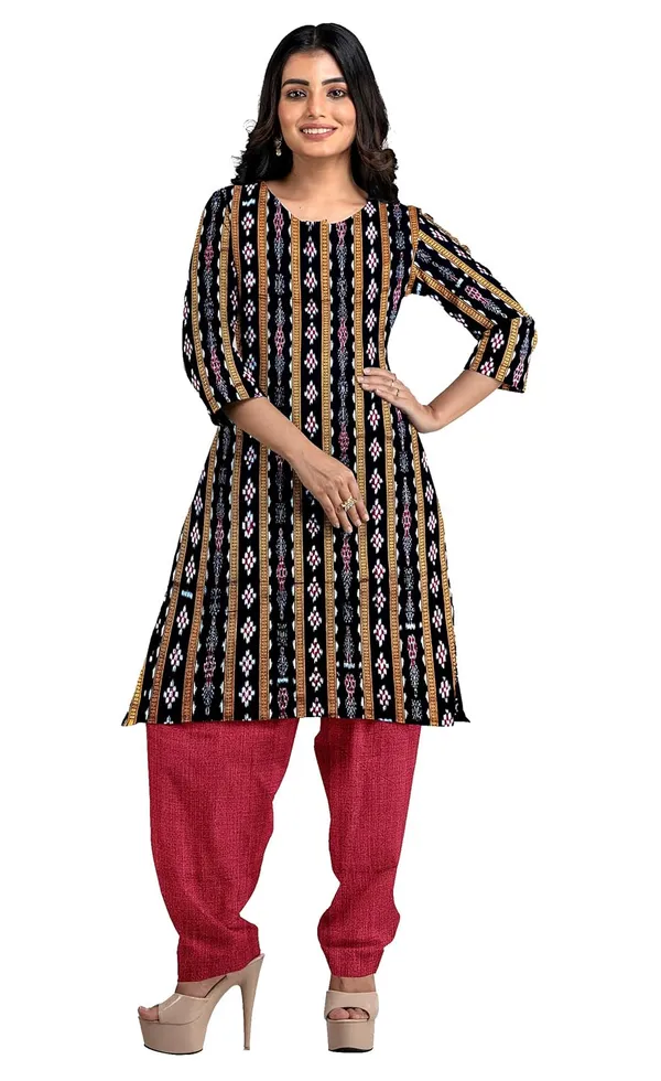 Multicolor_Pure_Cotton_Sambalpuri_Handloom_Dress_Material_With_Dupatta_Bottom_Wear_3_Piece_Set