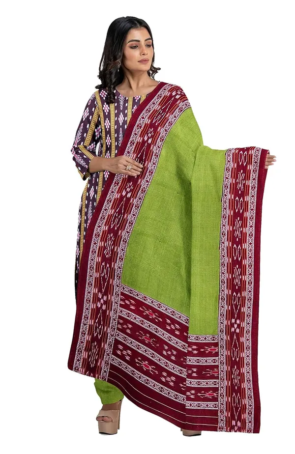Multicolor_Pure_Cotton_Sambalpuri_Handloom_Dress_Material_With_Dupatta_Bottom_Wear_3_Piece_Set