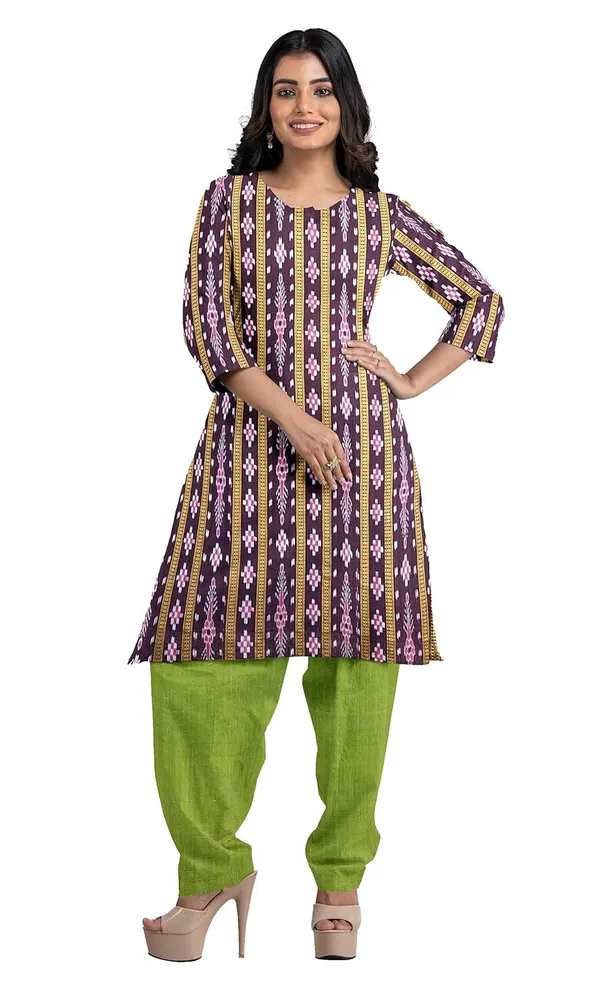 Multicolor_Pure_Cotton_Sambalpuri_Handloom_Dress_Material_With_Dupatta_Bottom_Wear_3_Piece_Set