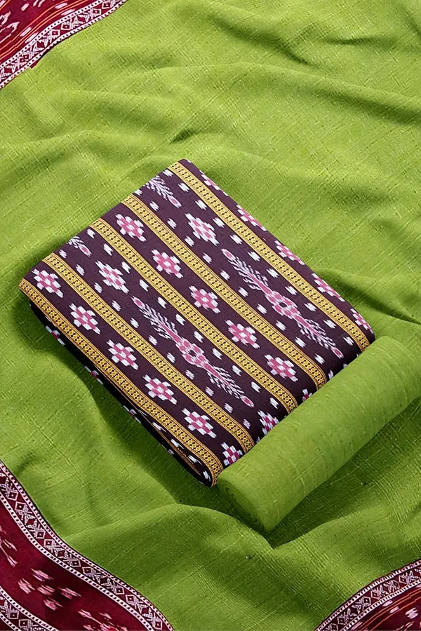 Multicolor_Pure_Cotton_Sambalpuri_Handloom_Dress_Material_With_Dupatta_Bottom_Wear_3_Piece_Set