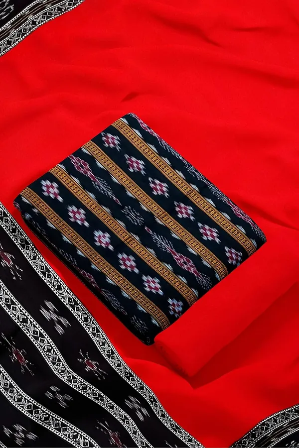 Multicolor_Pure_Cotton_Sambalpuri_Handloom_Dress_Material_With_Dupatta_Bottom_Wear_3_Piece_Set