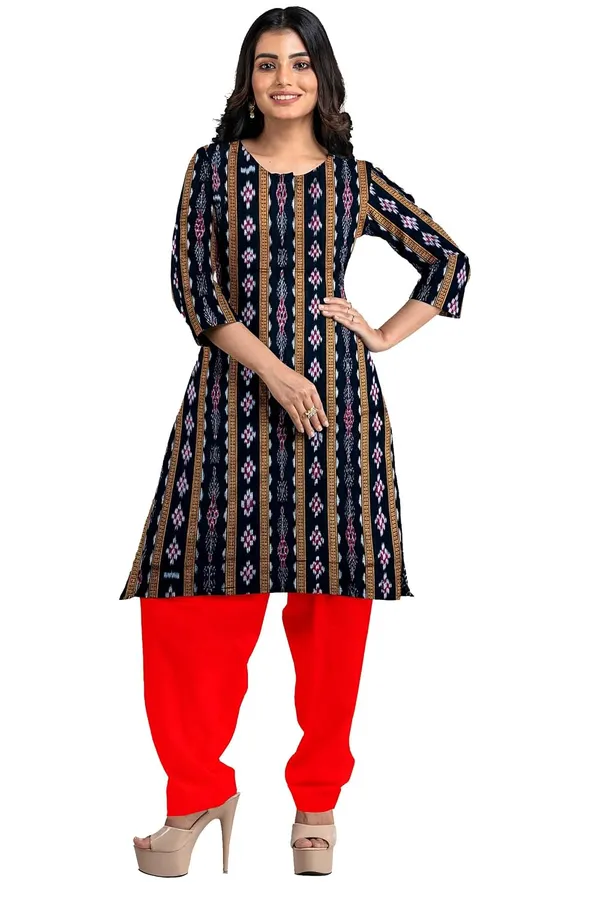 Multicolor_Pure_Cotton_Sambalpuri_Handloom_Dress_Material_With_Dupatta_Bottom_Wear_3_Piece_Set