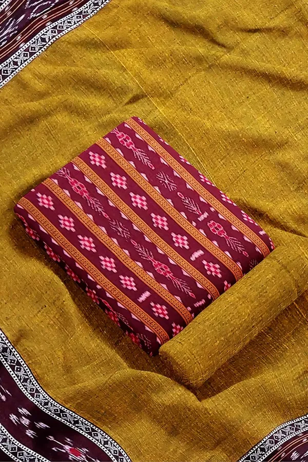 Multicolor_Pure_Cotton_Sambalpuri_Handloom_Dress_Material_With_Dupatta_Bottom_Wear_3_Piece_Set