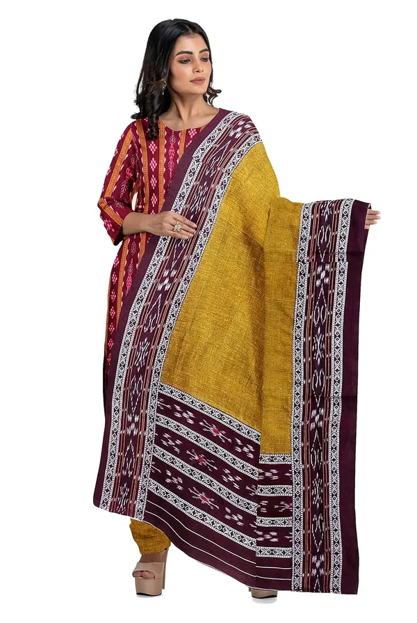 Multicolor_Pure_Cotton_Sambalpuri_Handloom_Dress_Material_With_Dupatta_Bottom_Wear_3_Piece_Set