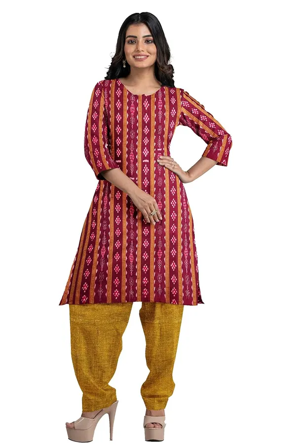 Multicolor_Pure_Cotton_Sambalpuri_Handloom_Dress_Material_With_Dupatta_Bottom_Wear_3_Piece_Set