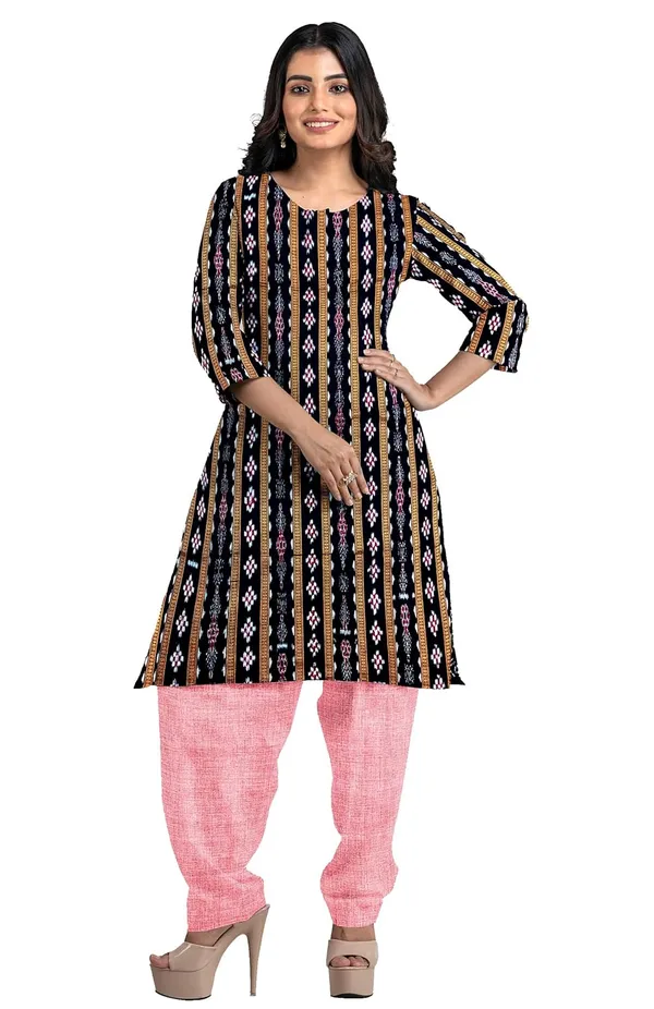 Multicolor_Pure_Cotton_Sambalpuri_Handloom_Dress_Material_With_Dupatta_Bottom_Wear_3_Piece_Set