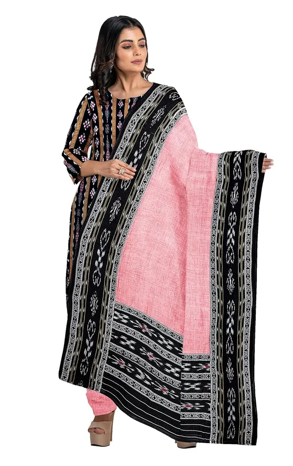 Multicolor_Pure_Cotton_Sambalpuri_Handloom_Dress_Material_With_Dupatta_Bottom_Wear_3_Piece_Set
