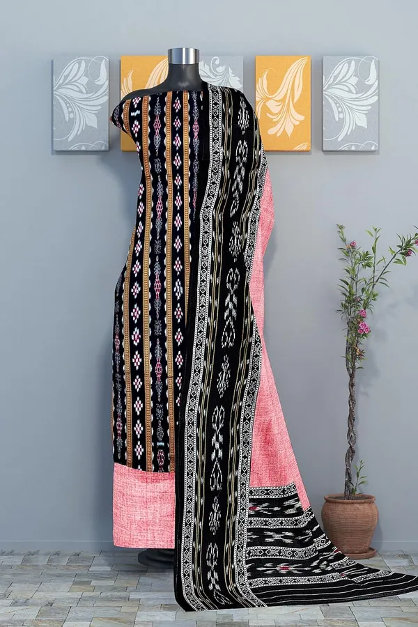 Multicolor_Pure_Cotton_Sambalpuri_Handloom_Dress_Material_With_Dupatta_Bottom_Wear_3_Piece_Set