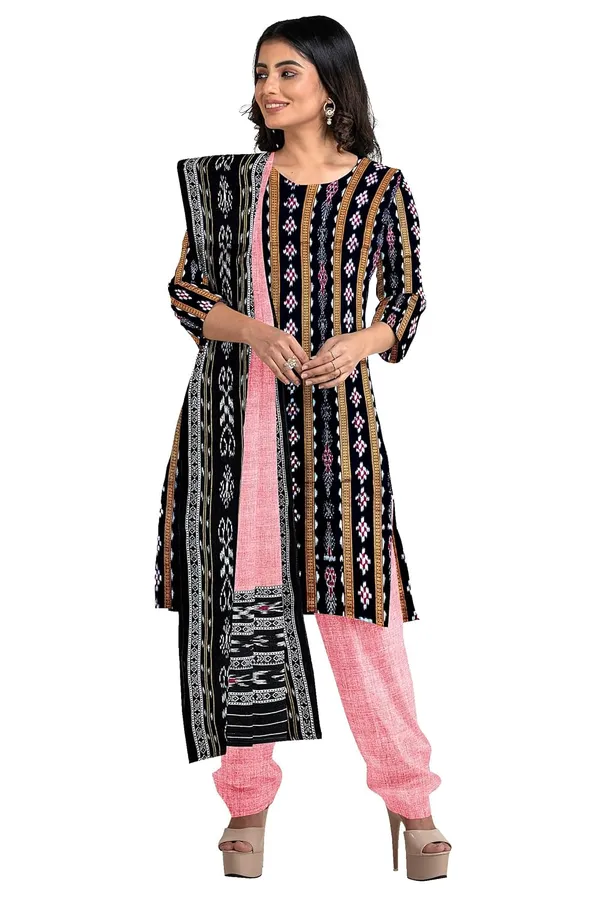 Multicolor_Pure_Cotton_Sambalpuri_Handloom_Dress_Material_With_Dupatta_Bottom_Wear_3_Piece_Set