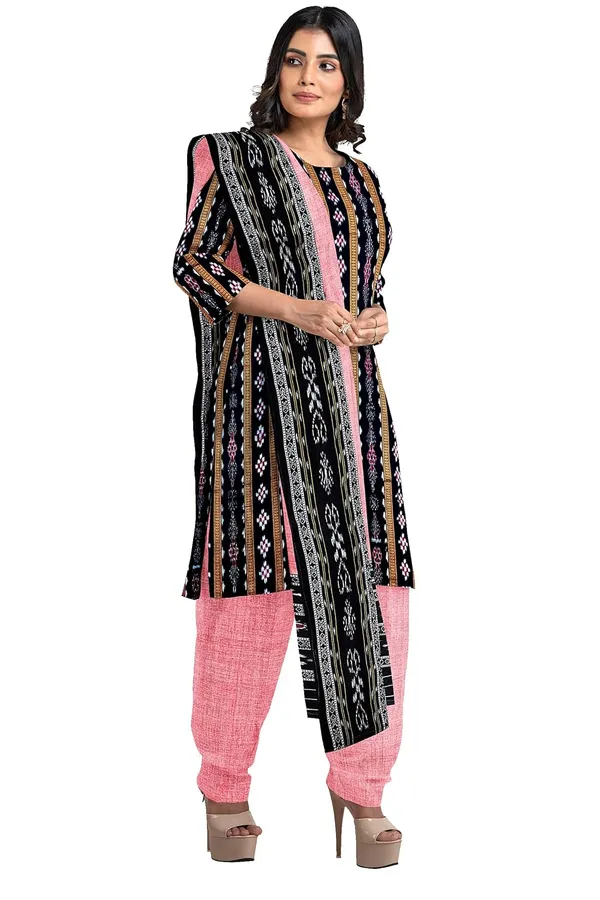 Multicolor_Pure_Cotton_Sambalpuri_Handloom_Dress_Material_With_Dupatta_Bottom_Wear_3_Piece_Set