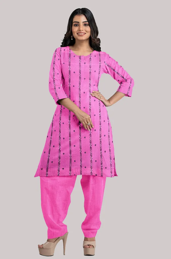 Multicolor_Pure_Cotton_Sambalpuri_Handloom_Dress_Material_With_Dupatta_Bottom_Wear_3_Piece_Set