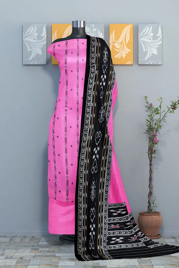 Multicolor_Pure_Cotton_Sambalpuri_Handloom_Dress_Material_With_Dupatta_Bottom_Wear_3_Piece_Set