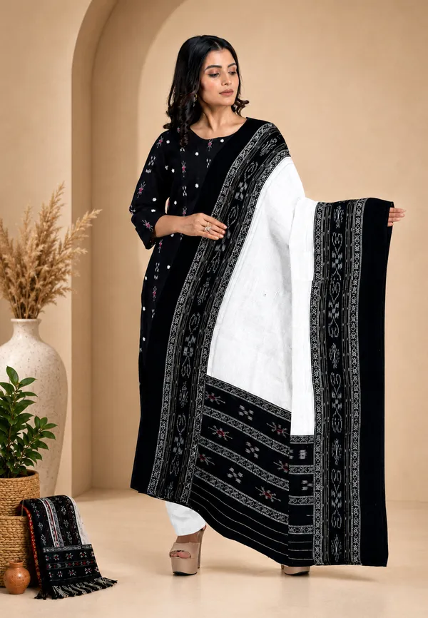 Multicolor_Pure_Cotton_Sambalpuri_Handloom_Dress_Material_With_Dupatta_Bottom_Wear_3_Piece_Set