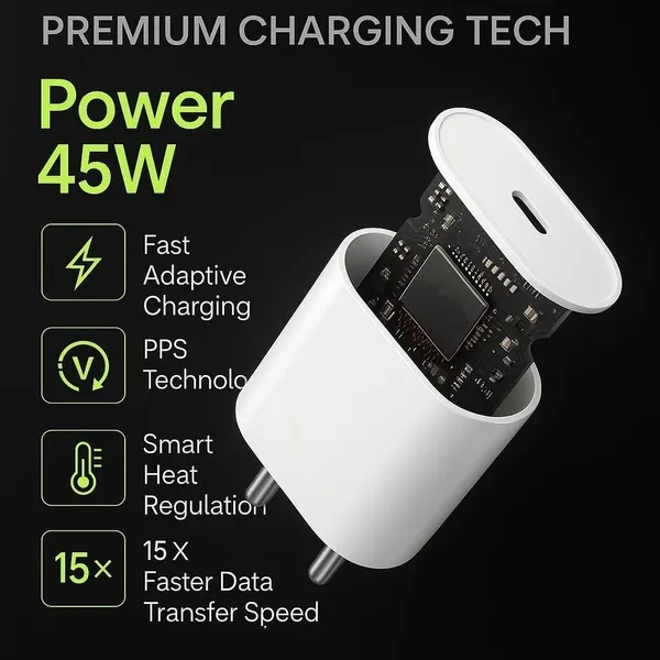 45W_Single_Port_Fast_Charging_Mobile_Charger_White
