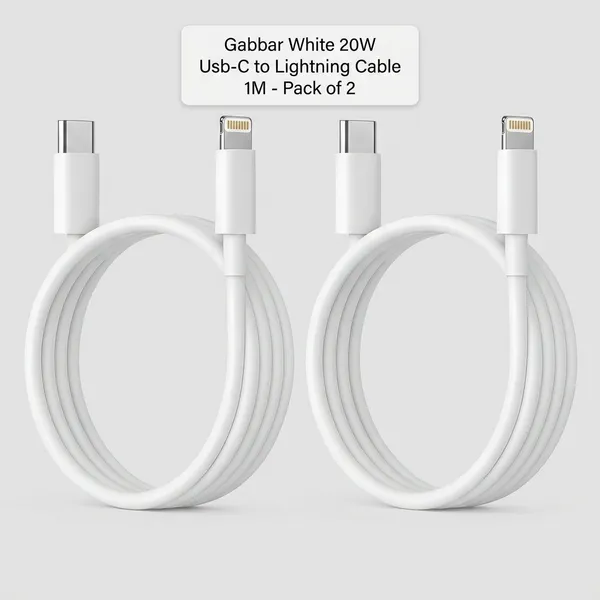 White_20W_Usb_C_To_Lightning_Cable_1M_For_Iphone_Pack_of_2