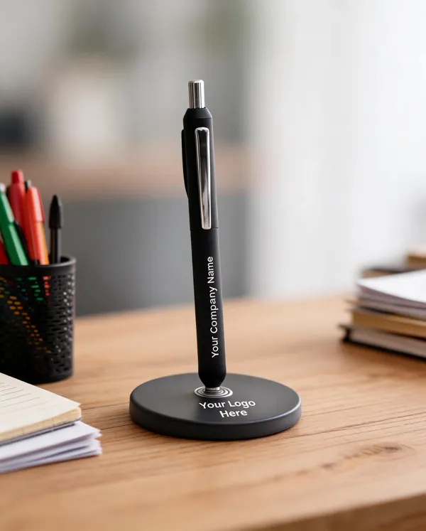 Black_Magnetic_Metal_Pen_Stand_With_Branding_Space