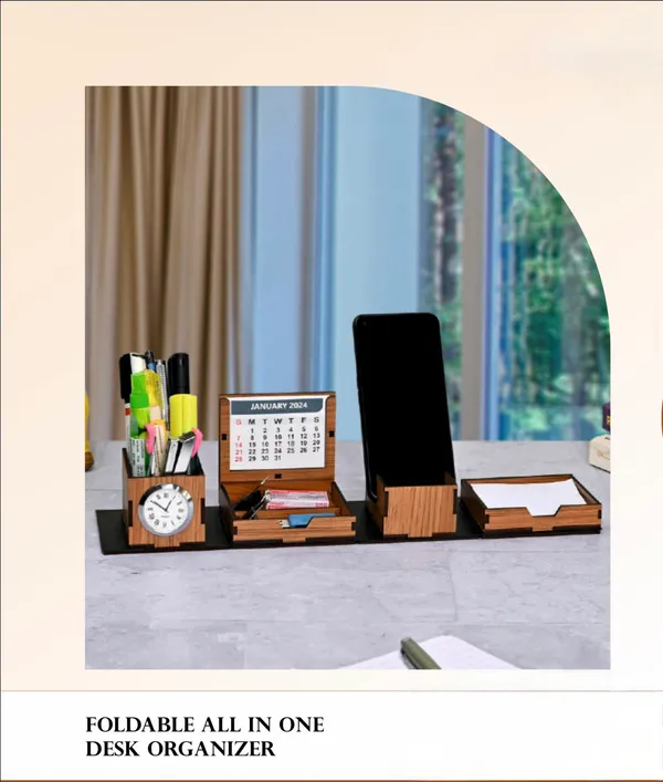 Wood-Finish_Foldable_All_In_One_Desk_Organizer