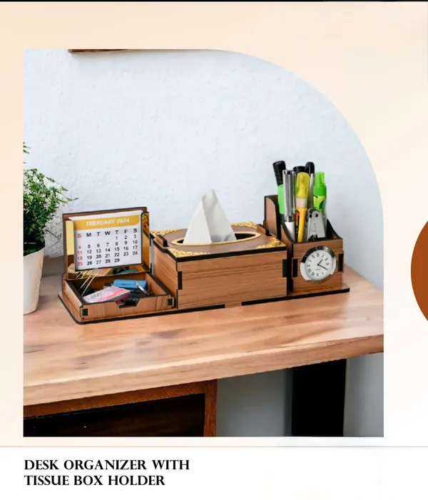 Wood_Finish_Multifunctional_Desk_Organizer_With_Tissue_Holder