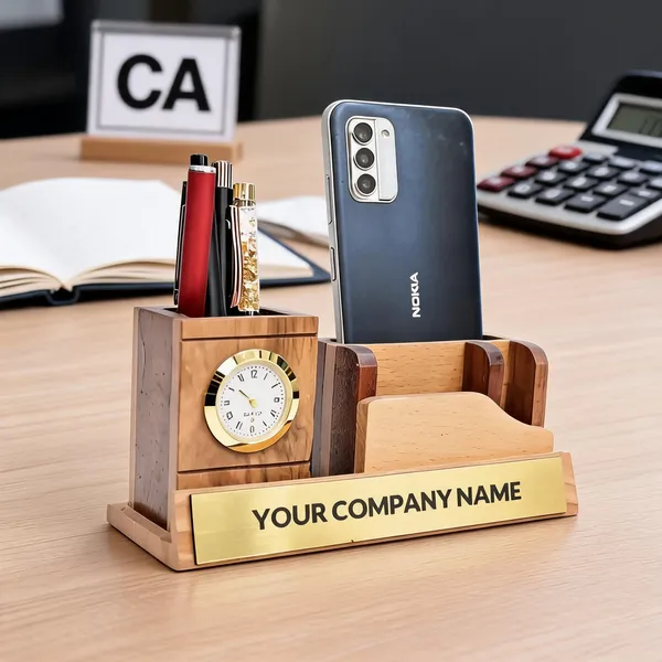 Wooden_Multi_Compartment_Desk_Organizer_With_Clock_And_Phone_Stand