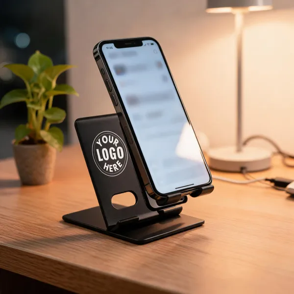 Black_Metal_Foldable_Adjustable_Mobile_Stand_With_Logo_Space
