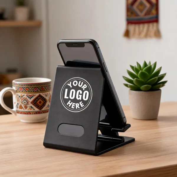 Black_Metal_Foldable_Adjustable_Mobile_Stand_With_Logo_Space