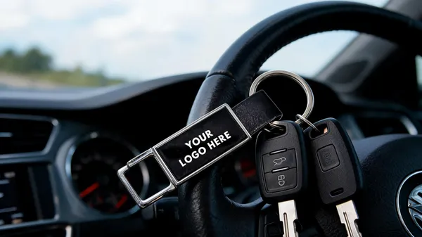 Silver_Metal_Rectangular_Leather_Strap_Keychain_With_Logo