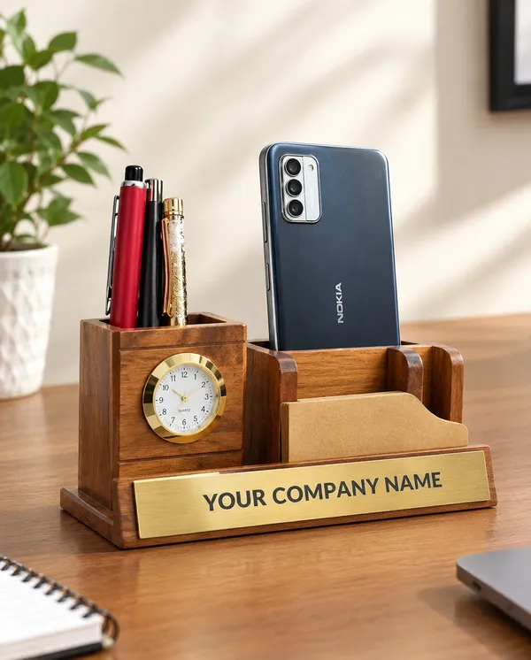 Wooden_Multi_Compartment_Desk_Organizer_With_Clock_And_Phone_Stand