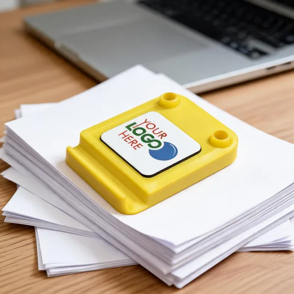 Yellow_Plastic_Rectangular_Paper_Weight_With_Logo_Space