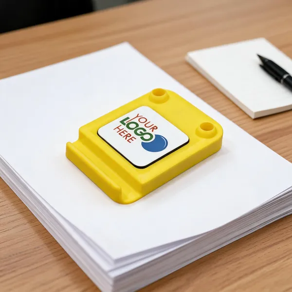 Yellow_Plastic_Rectangular_Paper_Weight_With_Logo_Space