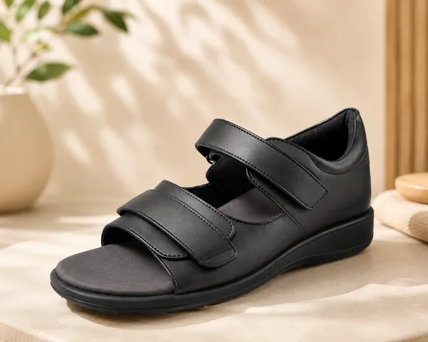 Black_Microfiber_Leather_Double_Lock_Orthopedic_Arch_Sandal_Unisex