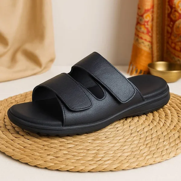Black_microfiber_Leather_Orthopedic_Arch_Slip_On_For_Men